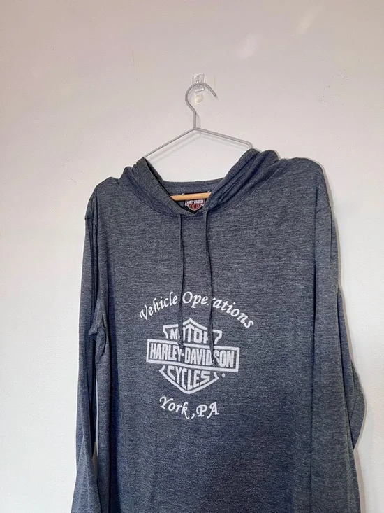 Harley-Davidson Lightweight Hoodie Gray Logo York PA XL - Picture 2 of 8